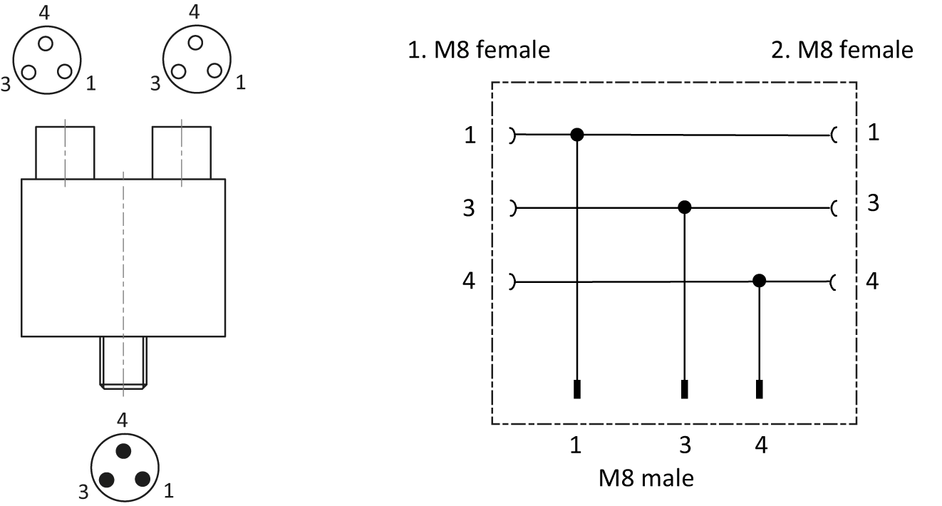 Pin assignment and connection diagram for 20.524