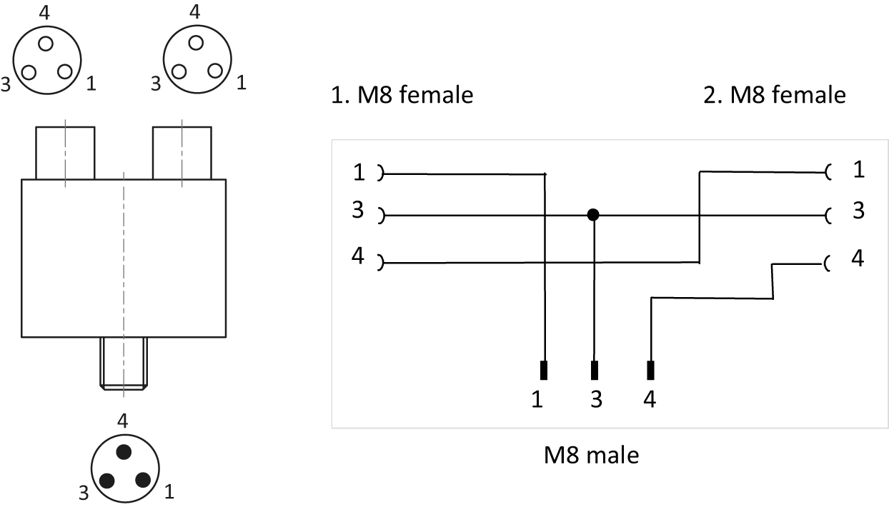 Pin assignment and connection diagram for 20.525