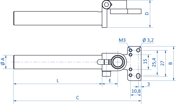 Elbow arm for sensors, clamping Ø 14 mm • FIPA