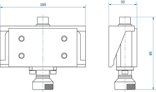 Abmessungen für Schnellwechselsystem Roboterseite inkl. Greiferseite